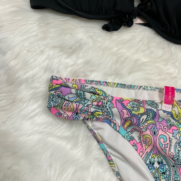 Victoria's Secret Black and Colorful Bikini Set with Halter Neck - Picture 3 of 12